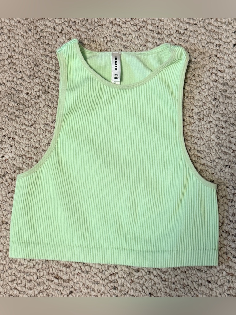 Sunday Best Aritzia Neon Lime Ribbed Cropped Tank M/L